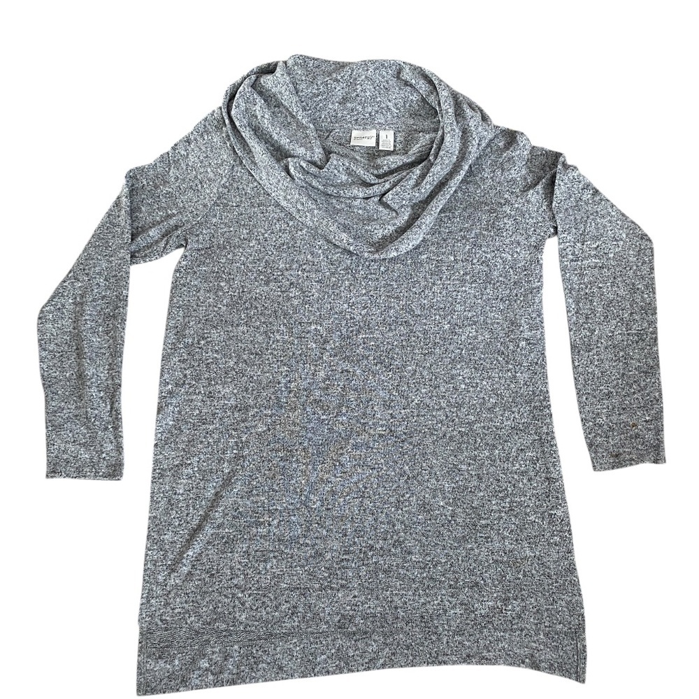 ZENERGY By CHICO'S Cowl Neck Sweater Soft Heathered Size 1